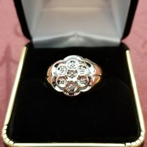 Men's Diamond Cluster Ring in 10k Yellow Gold